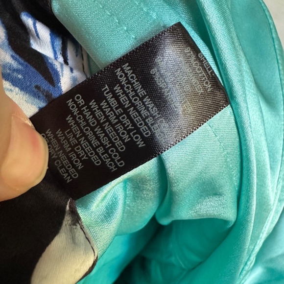 Vintage Blue Black Floral Pin Up Style Halter Dress - Picture 5 of 7